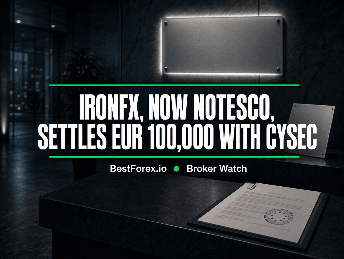 IronFX, Now Notesco, Settles With CySEC for €100,000 Over the Rules That Protect Retail CFD Clients
