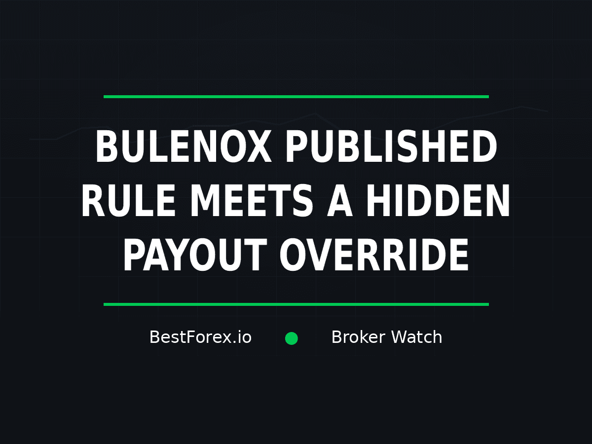 Bulenox published rule meets a hidden payout override — BestForex.io Broker Watch cover image