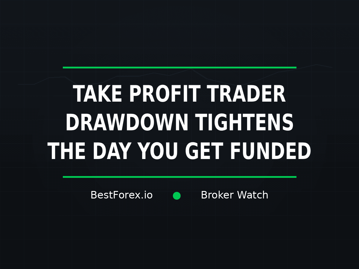Take Profit Trader drawdown tightens the day you get funded — BestForex.io Broker Watch cover image