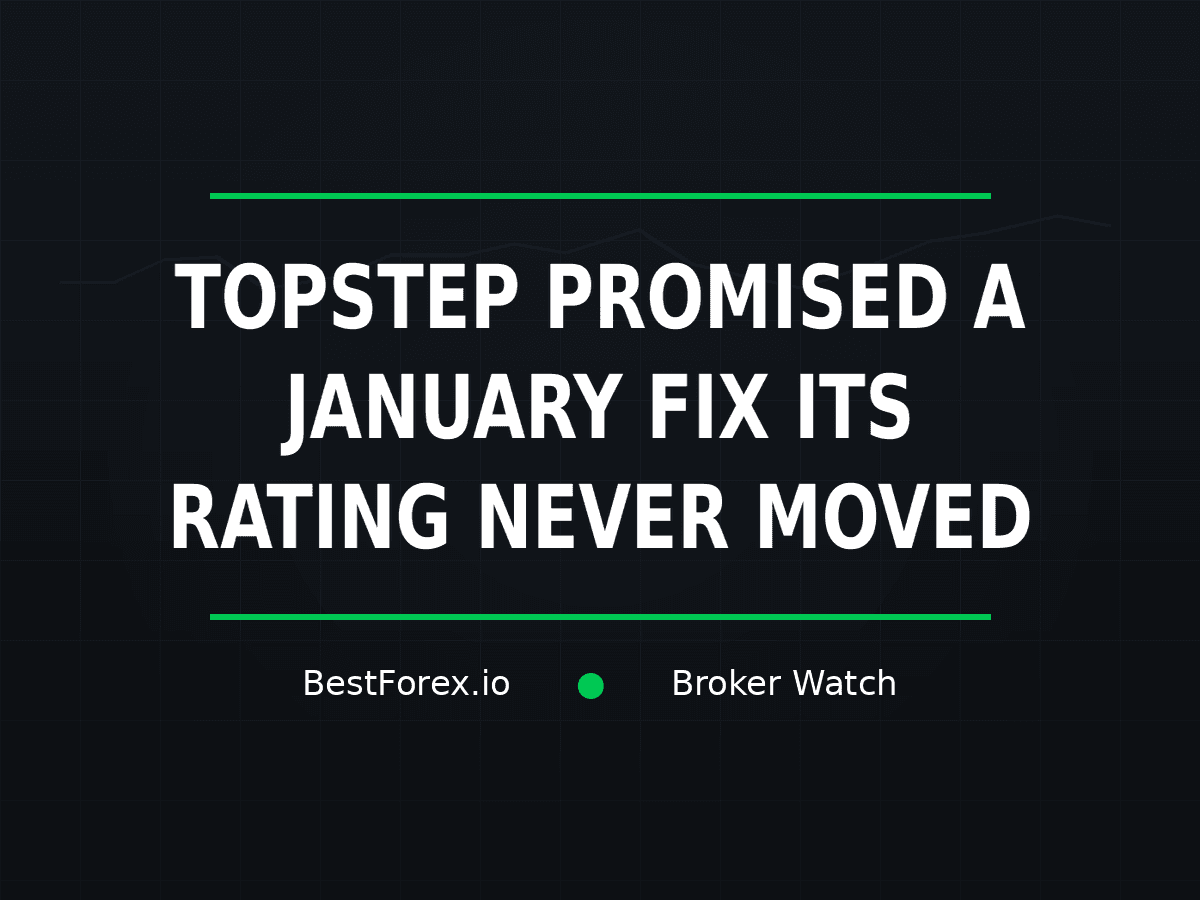 Topstep January platform-fix promise and unchanged Trustpilot rating — BestForex.io Broker Watch