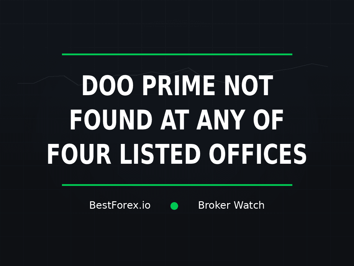Doo Prime not found at four listed offices — BestForex.io Broker Watch
