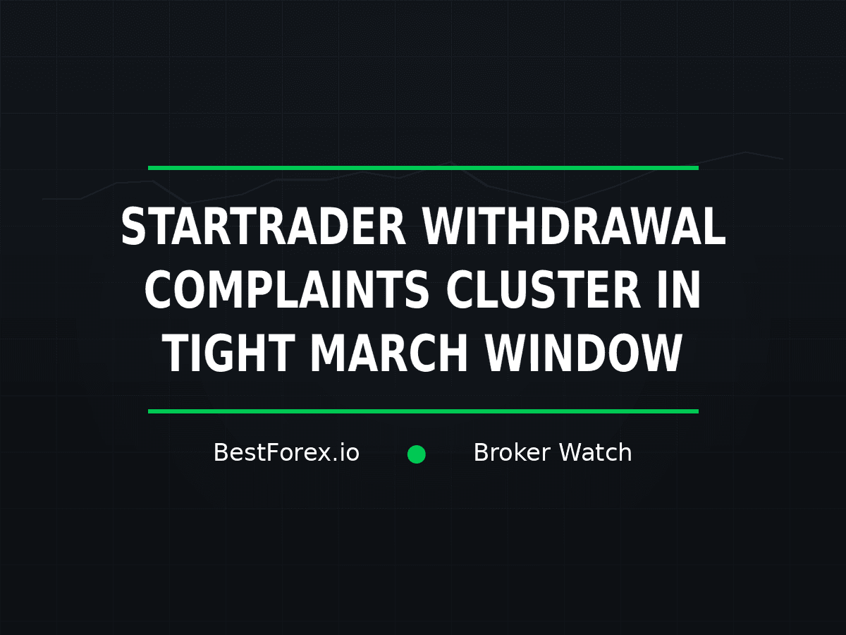 STARTRADER withdrawal complaints cluster within a 13-day March window — BestForex.io Broker Watch