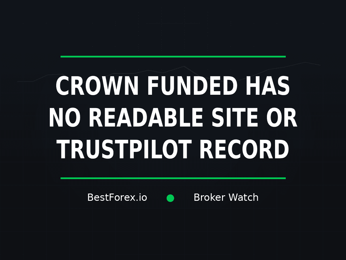 Crown Funded has no readable site or distinct Trustpilot record — BestForex.io Broker Watch