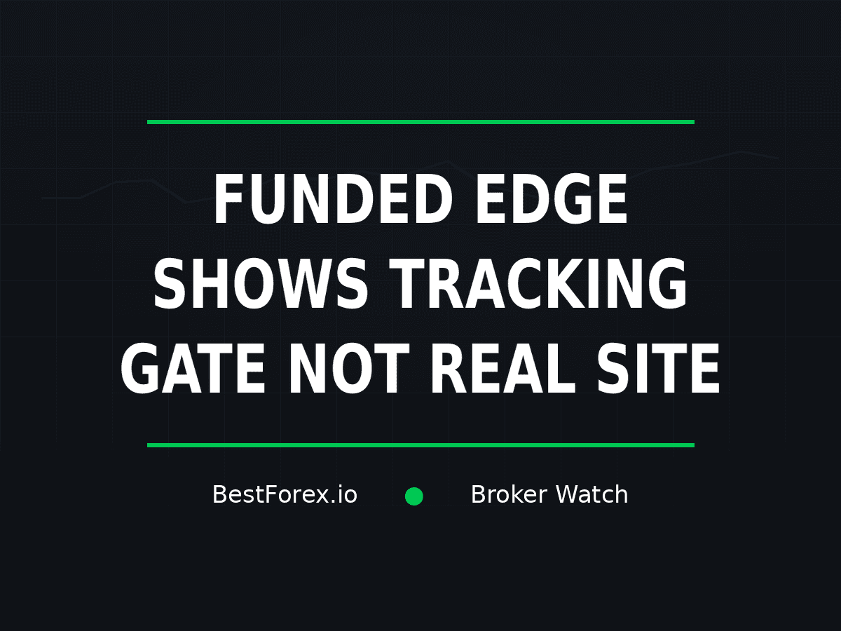 Funded Edge shows a tracking gate rather than a readable business website — BestForex.io Broker Watch
