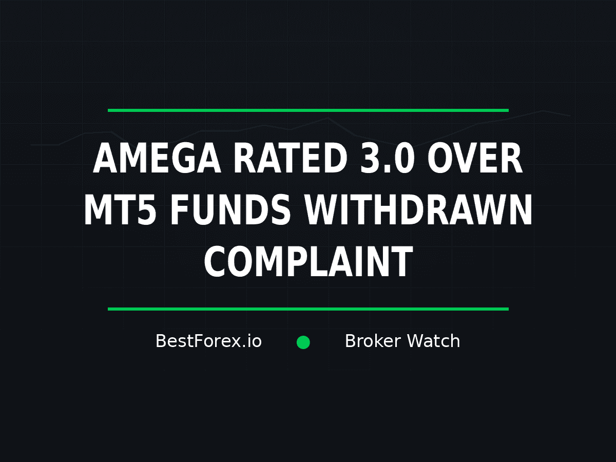 Amega rated 3.0 after a complaint alleging funds were withdrawn from an MT5 account — BestForex.io Broker Watch