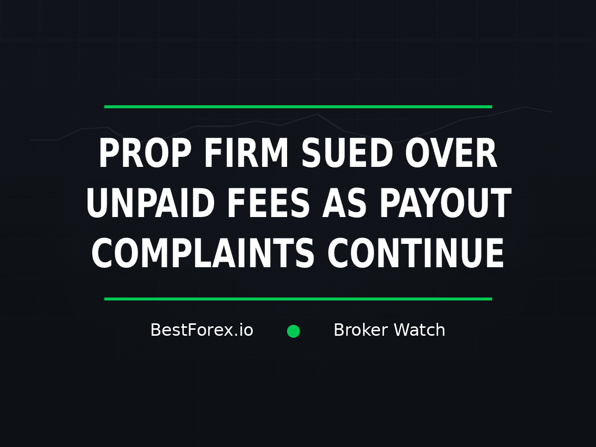 The Funded Trader sued over unpaid software fees as payout complaints continue — BestForex.io Broker Watch
