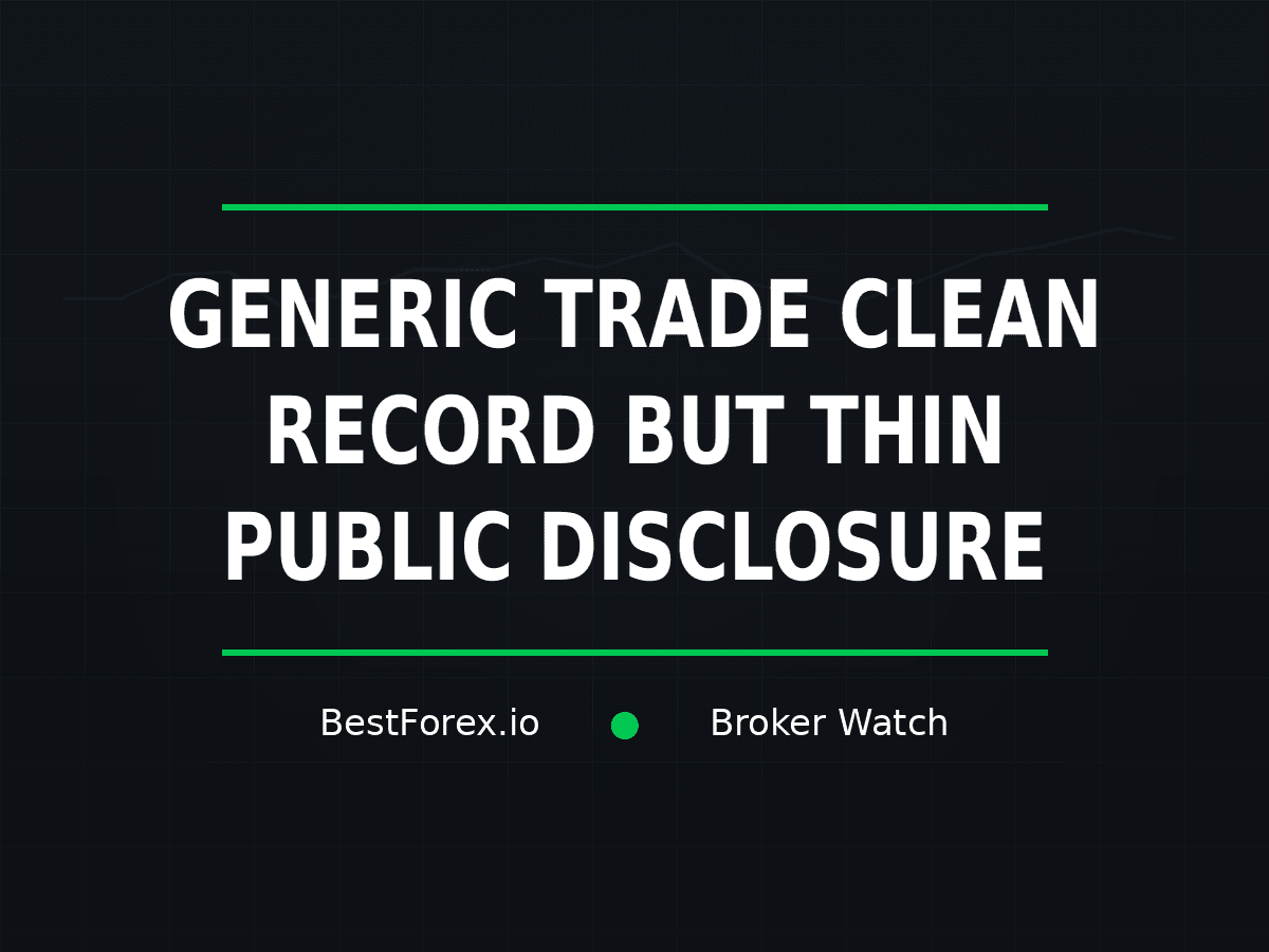 Generic Trade has a clean regulatory record but thin public disclosure — BestForex.io Broker Watch