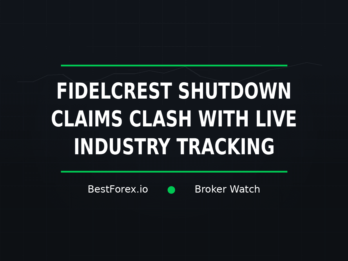 Fidelcrest shutdown claims clash with live industry tracking — BestForex.io Broker Watch