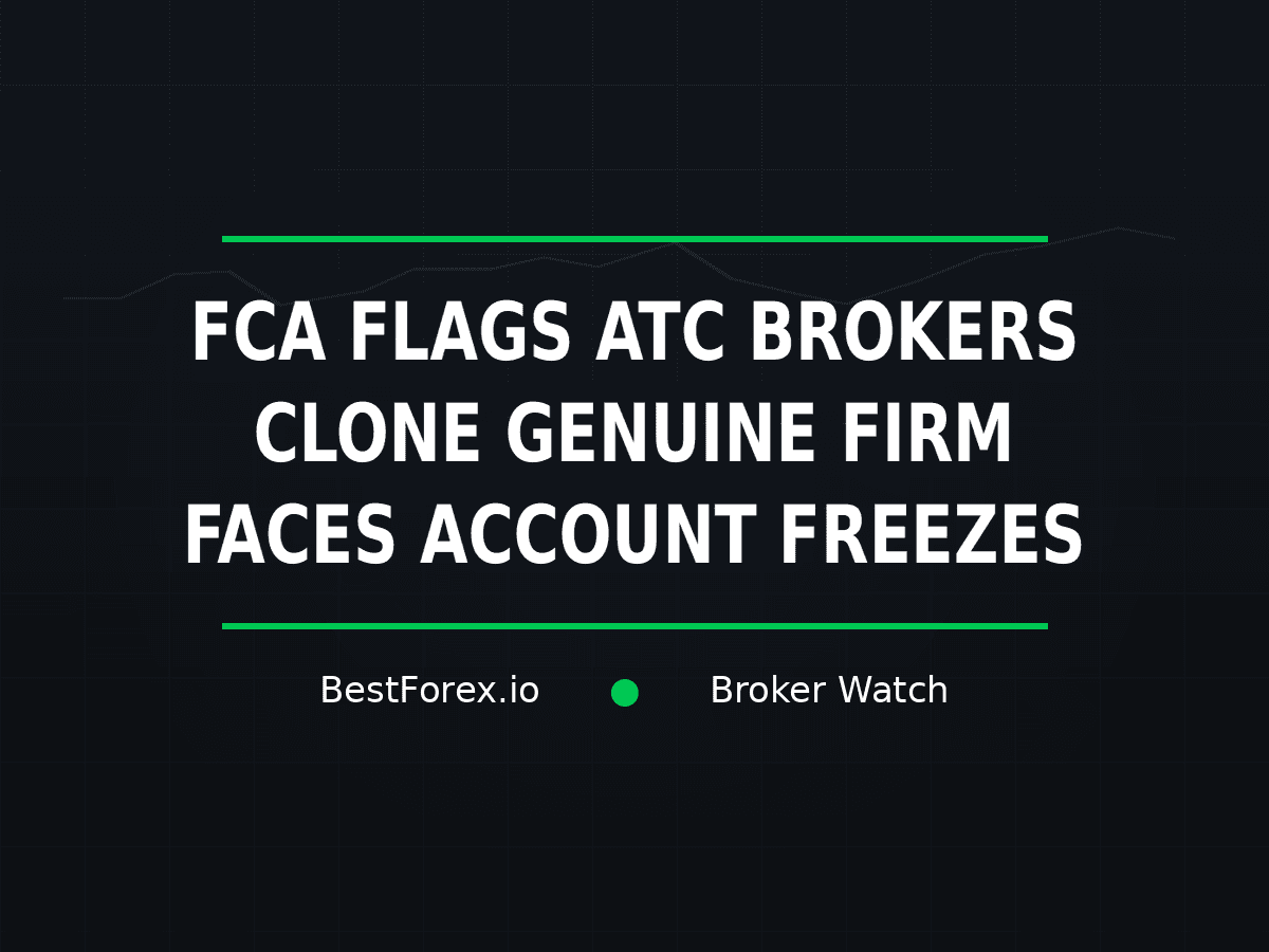 ATC Brokers cover warns of an FCA-flagged clone while noting complaints about account freezes at the genuine firm
