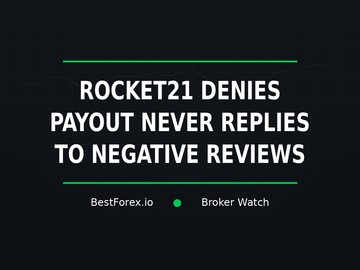 Rocket21 cover describes a payout denial and unanswered negative reviews