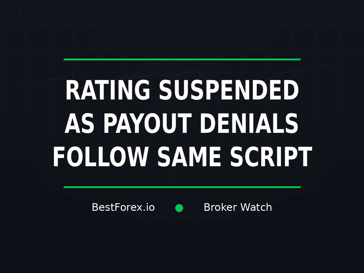 Direct Funded Trader cover says its rating is suspended as payout denials follow a repeated pattern
